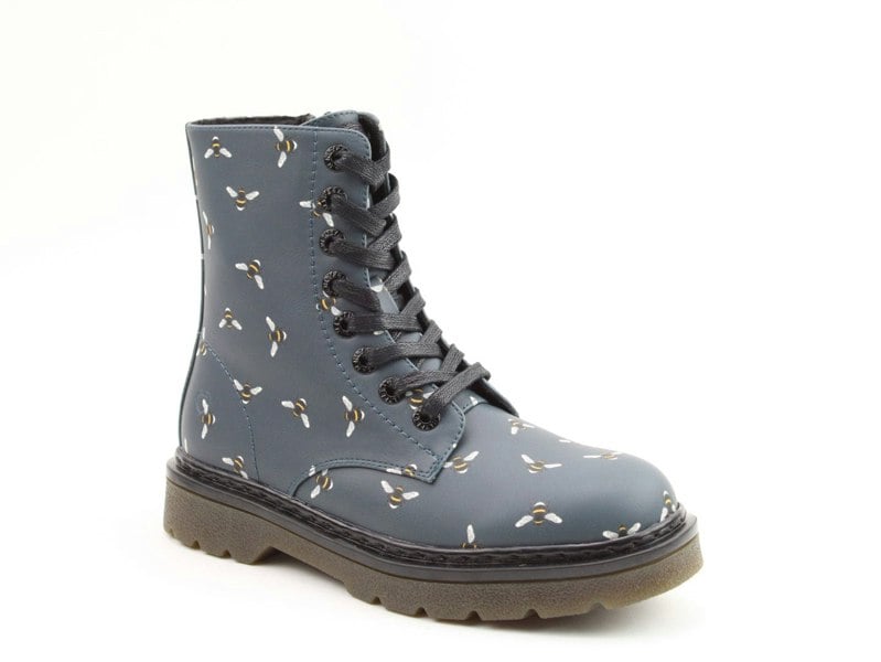 Heavenly Feet JUSTINA2 NEW BEE PRINT Womens Lace Up Boots Ocean