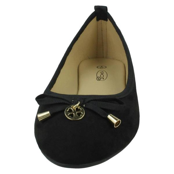 Spot On Ladies Spot On Flat Black Ballerina Shoes F80530