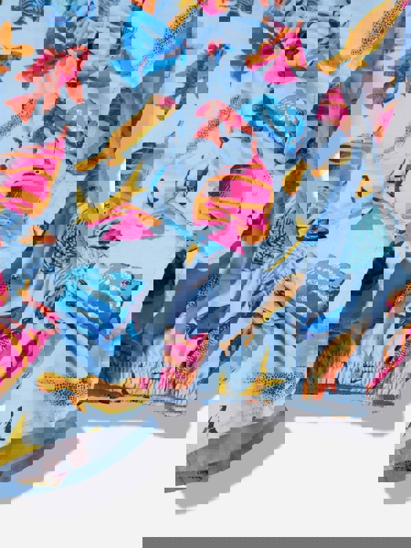 Rachel Riley Girls Tropical Fish Ruched Swimsuit in Multicolour