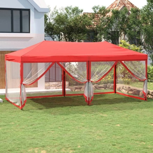 Berkfield Folding Party Tent with Sidewalls Red 3x6 m