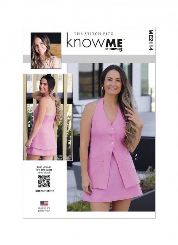 Know Me Sewing Pattern 2114, Tops, Waistcoats, Skirts for Women, H5 (6-8-10-12-14) - Intermediate