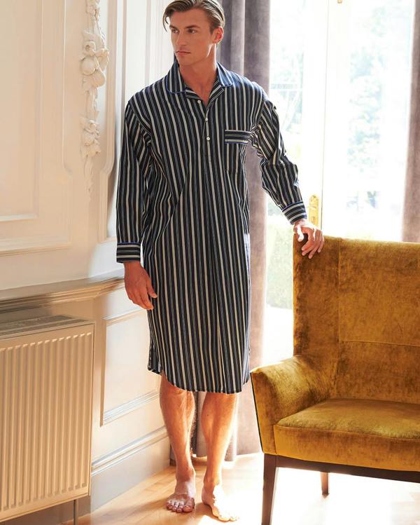 British Boxers Men's Cotton Nightshirt – Windsor Regimental Satin Stripe