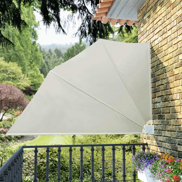 Berkfield Collapsible Balcony Side Awning Cream 160x240 cm