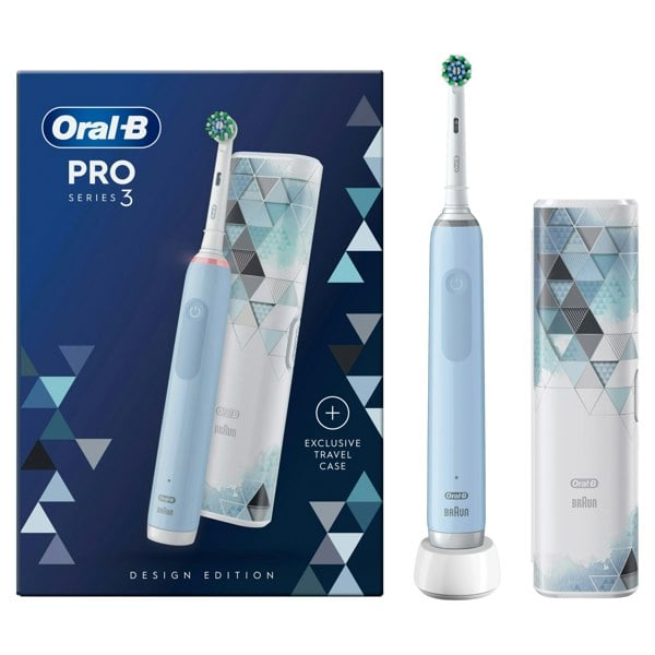 Oral-B Pro 3 3500 Blue Electric Toothbrush with Mod Motif Travel Case