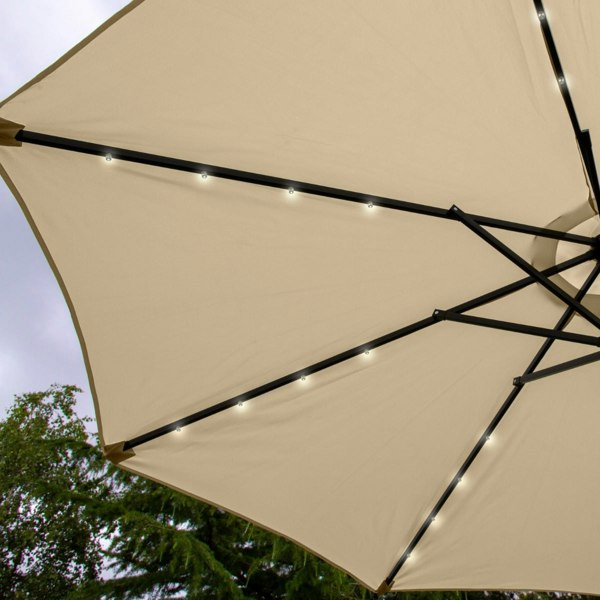 Monstershop Beige 2.7m LED Tilt Parasol