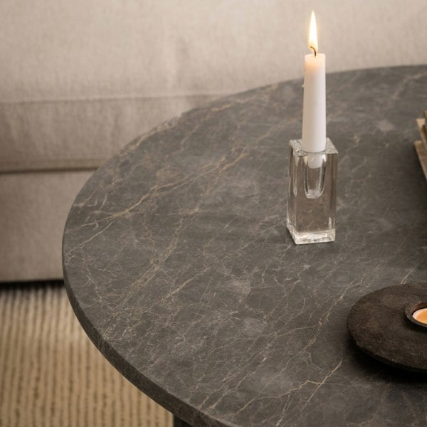 Furniture To Go Vega Round Coffee Table with Marron Marble Top 90cm