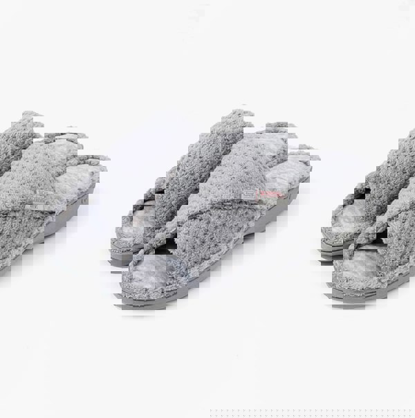 Totes Isotoner POPCORN TURNOVER OPEN TOE Womens Mule Slippers Pale Grey