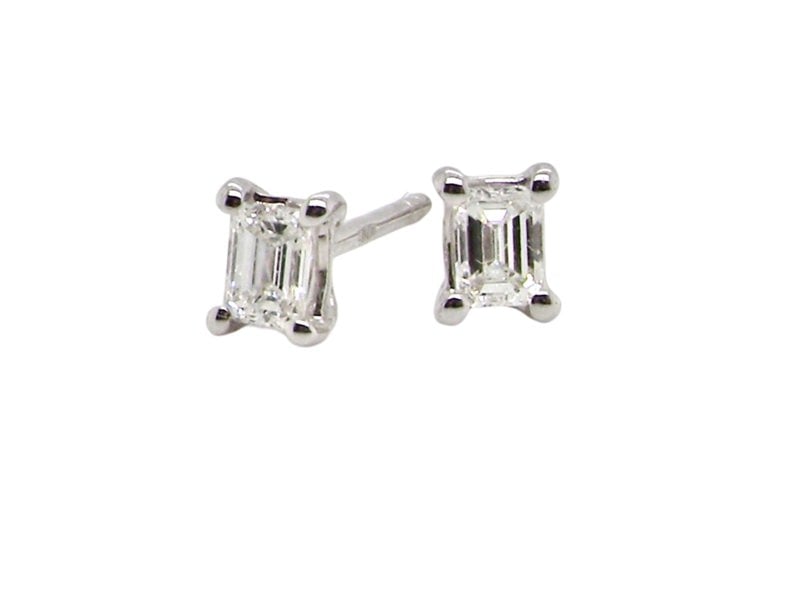 Vintage Tom A NEW pair of emerald cut diamond stud earrings