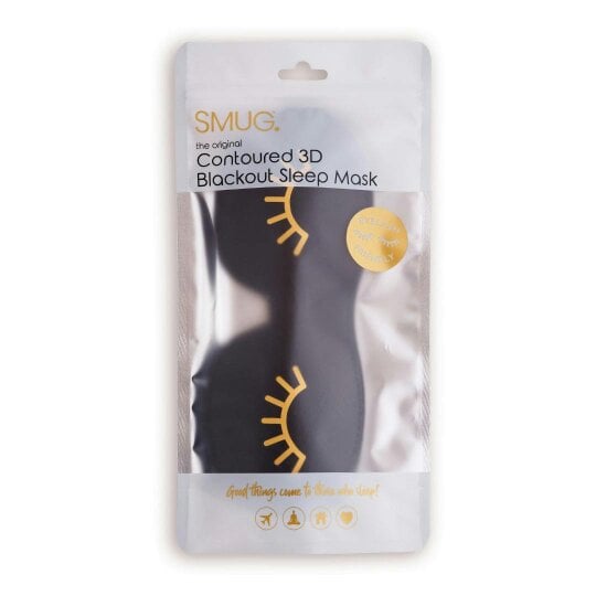 SMUG Contoured 3D Blackout Sleep Mask - Wink Print, Black