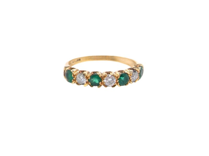 Vintage Tom A half hoop Emerald and Diamond ring