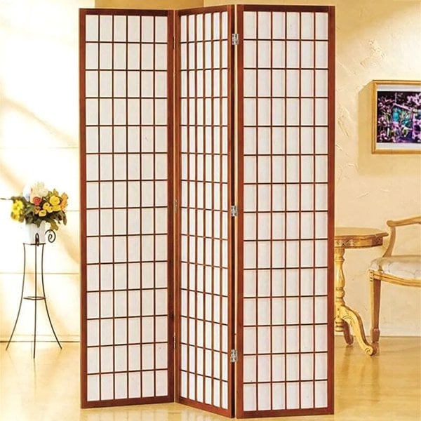 3-Panel Solid Wood Folding Room Divider Screen Coffee Living and Home