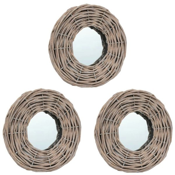 Berkfield Mirrors 3 pcs 15 cm Wicker