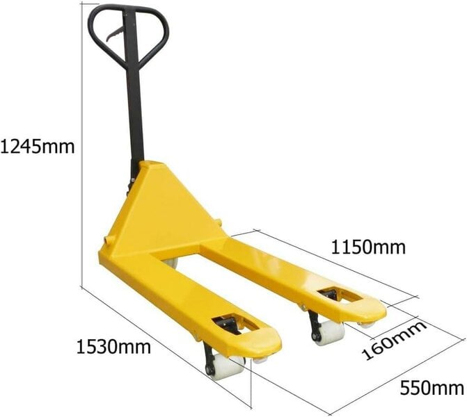 LiftMate Hand Pump Pallet Truck with Compact Chock for Euro & UK Pallets, 2500kg Capacity, Heavy Duty Jack Trolley