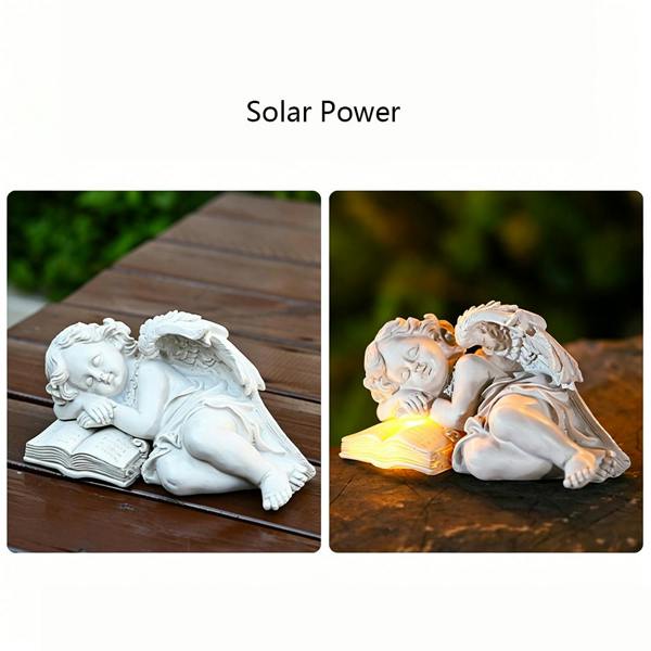 Leaper Solar-Powered Angel Figurine Outdoor Decor Night Light