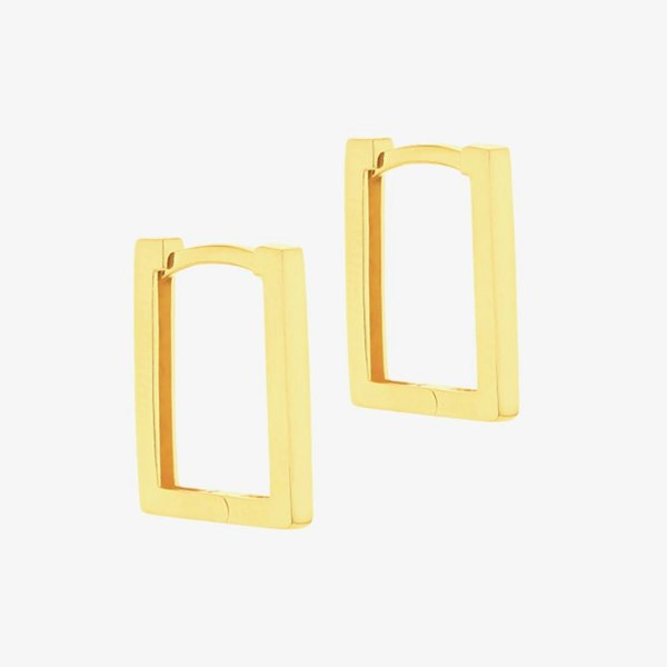 T. H. Baker 9ct Yellow Gold 13.5mm Rectangular Hoop Earrings 1.53.0014