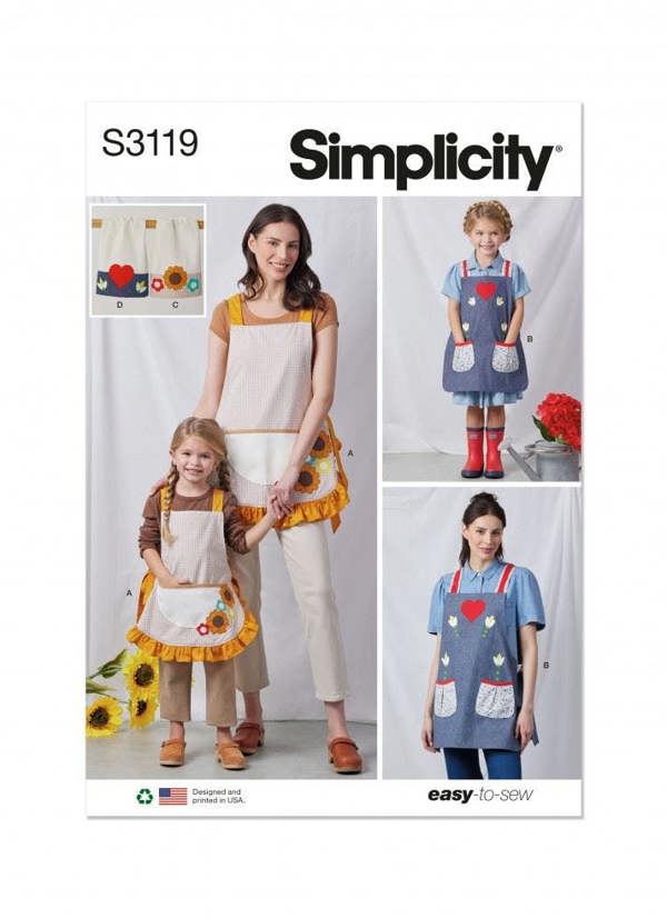 Simplicity Sewing Pattern 3119, Aprons, Accessories for Kids, Women, A (S - L / S - L) - Easy