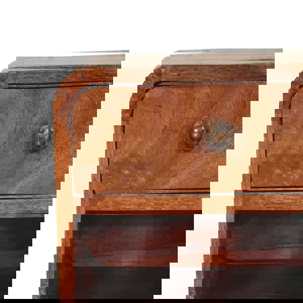 Artisan Furniture Solid Wood Mini Honey Caramel Wall Mounted Bedside with Open Slot