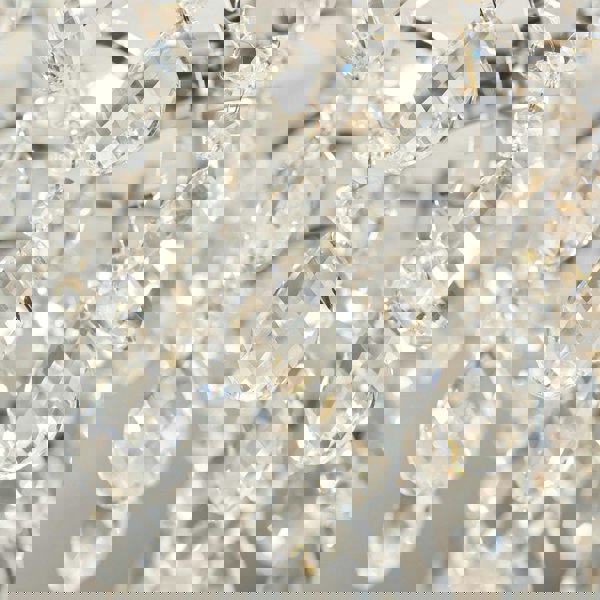 Decorative Flush Bathroom Ceiling 4 Light Fitting - Clear Glass Faceted Crystals
