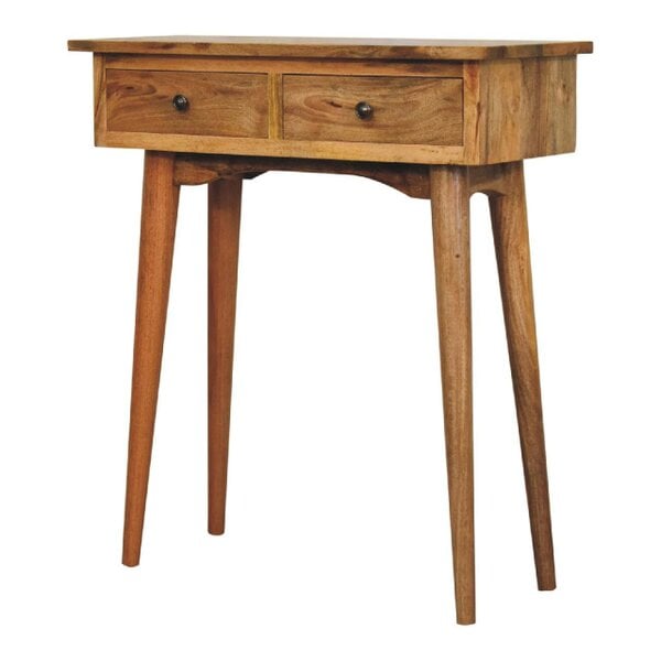 Wyld Haus Parma Mini Oak Mango Wood Hallway Console Table 2 Drawers