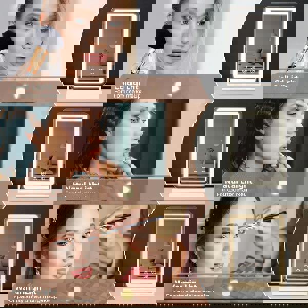 Emitto Hollywood Mirror Vanity Makeup Mirror with Lights 360°Rotation Tabletop