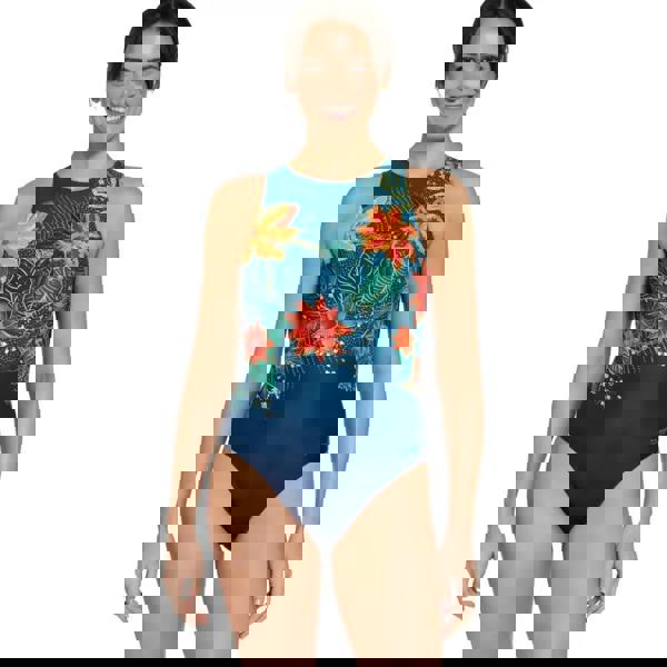 Zoggs Mandira Hi Front Swimsuit - Blue/Multi