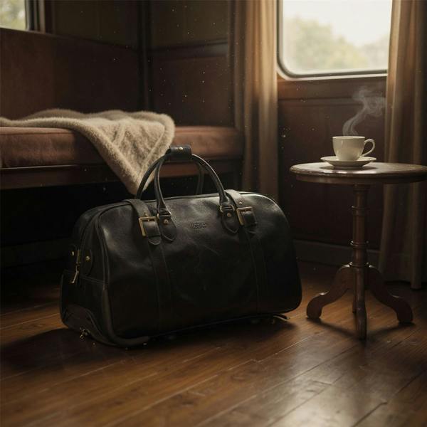 Infinity Leather Genuine Leather Wheeled Holdall Duffle Travel Cabin Bag - Holt