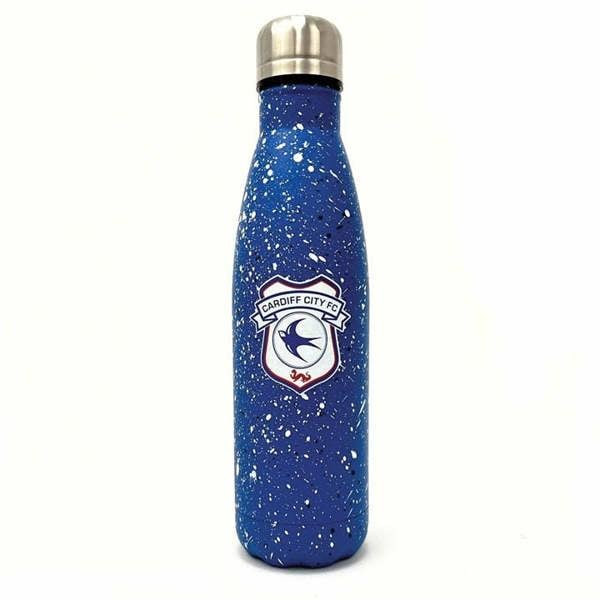 Cardiff City FC Paint Splatter Water Bottle, Water Bottles, Sports, Gift