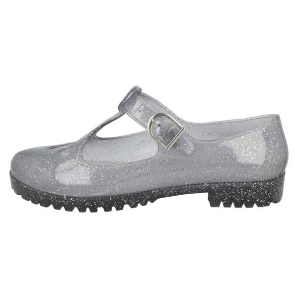 Spot On Ladies Spot on T-Bar Jelly Shoe with Cut Out Flower Detail