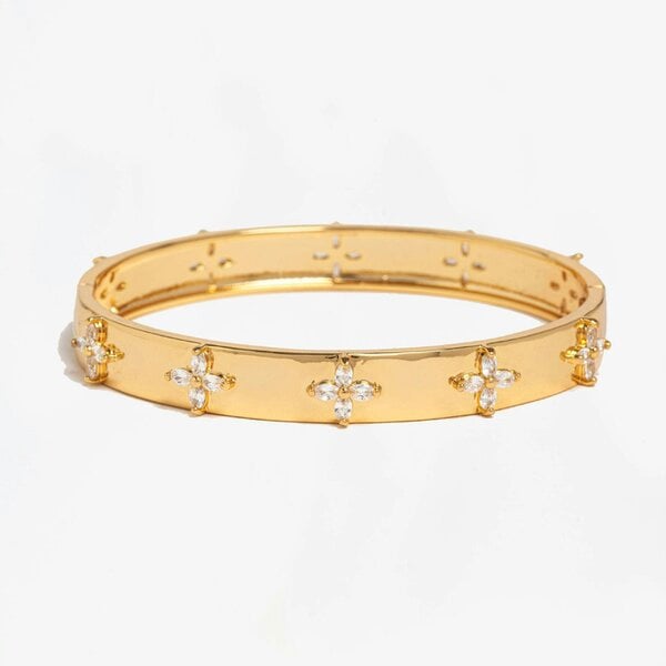 Uchi & Soto Kinmokusei Gold Bead Floral Bangle