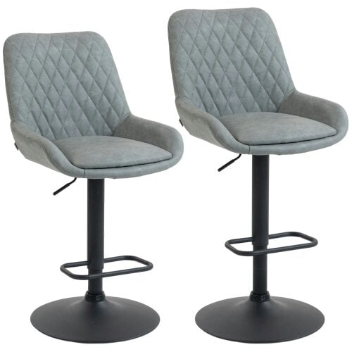 Wyld Haus Taraneno Set Of 2 Light Grey Faux Leather Retro Bar Chairs