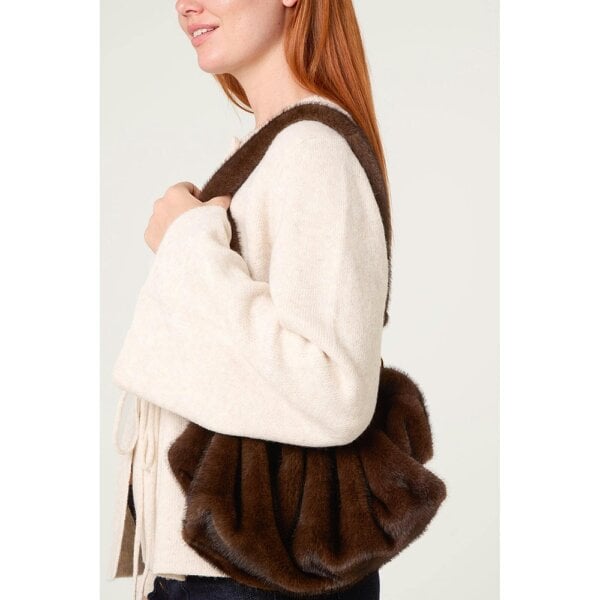 Blue Vanilla Detachable Strap Faux Fur Bag