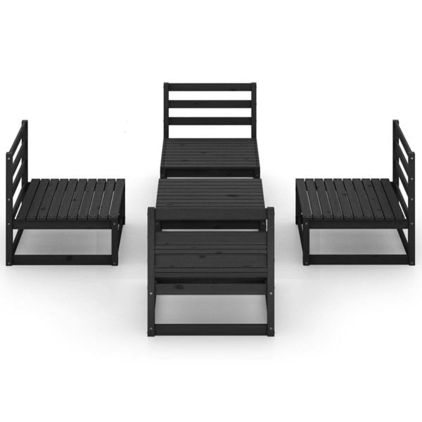 Berkfield 5 Piece Garden Lounge Set Black Solid Pinewood