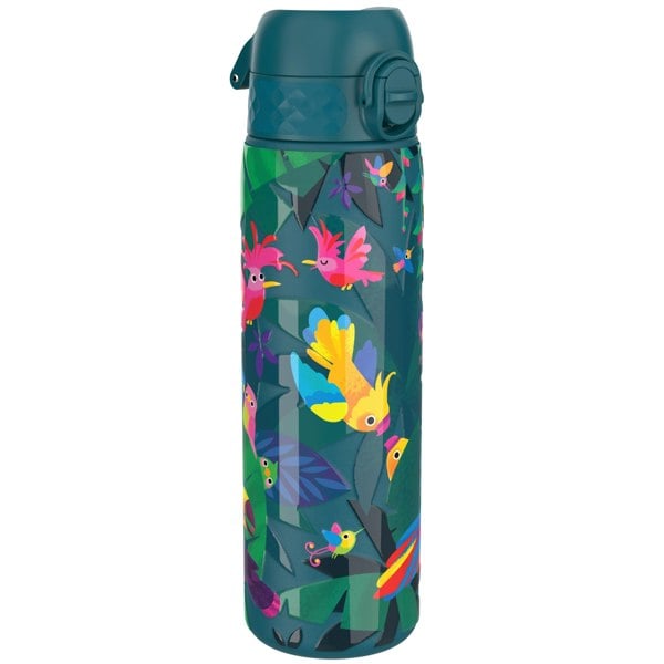 ION8 Leak Proof Slim Water Bottle, Stainless Steel, Exotic Birds, 600ml (20oz)
