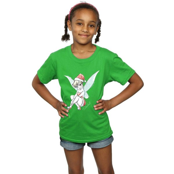 Disney Girls Tinkerbell Christmas Fairy Cotton T-Shirt - Irish Green