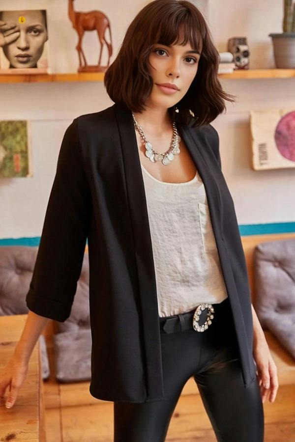 Hoxton Gal Satin Shawl-Collar Blazer