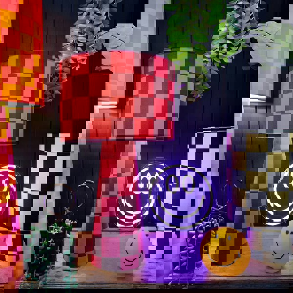 Handmade Checkerboard Velvet lamps in Raspberry Ripple. Pink and Red Checkerboard Lamps - The Midi