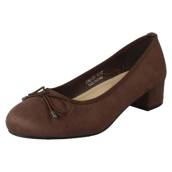 Spot On Ladies Spot On Short Heel Bow Detailed Court Shoes F90152