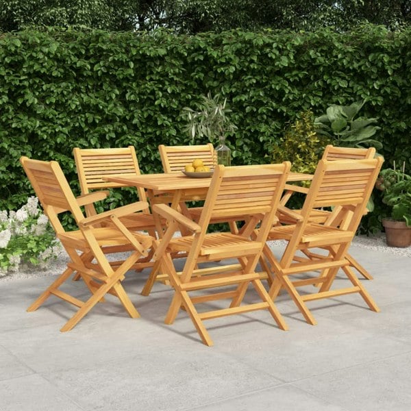 Berkfield 7 Piece Garden Dining Set Solid Wood Teak