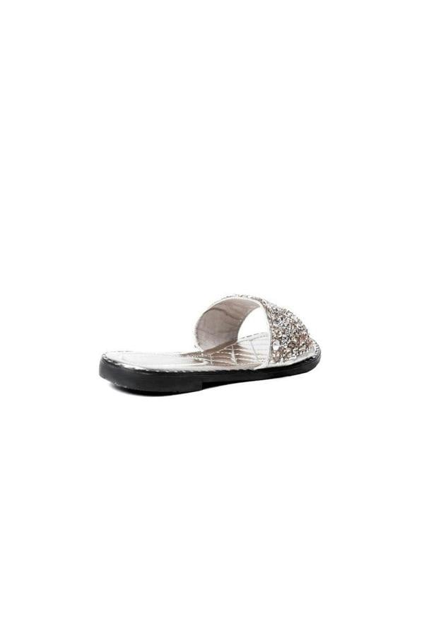 Sofie Embellished Slip On Sandals - Silver