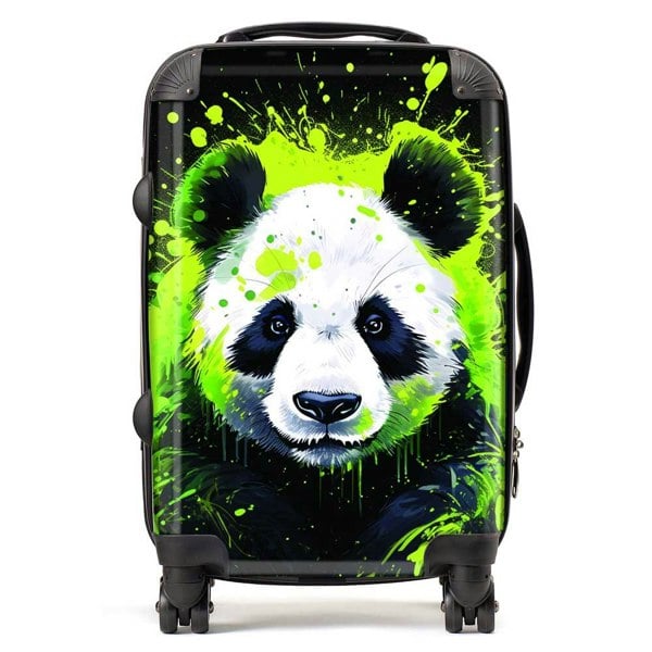 Warren Reed Green Splashart Panda Face Suitcase