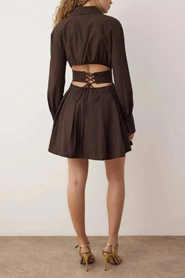WOVCOR Mini Poplin Evening Dress with Corset Detail