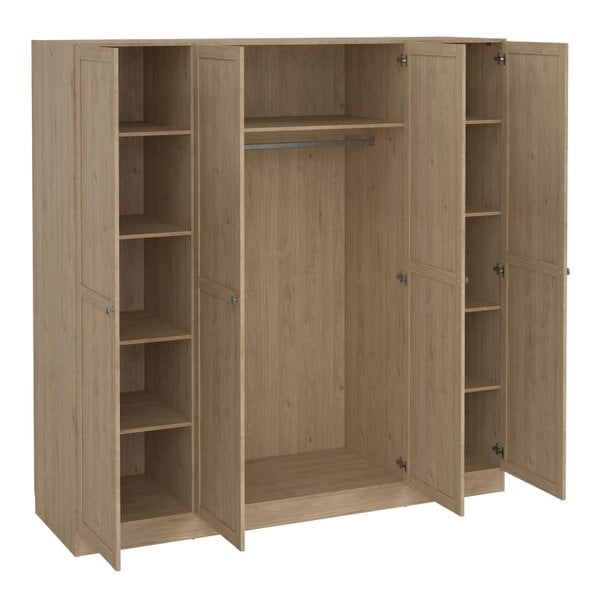 Wyld Haus Cherryfern Natural Oak Wood Wardrobe 4 Frame Doors