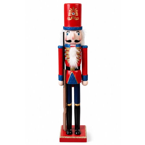 Large 50cm Christmas Nutcracker Figure in Red Coat & Red Hat, Traditional Indoor Festive Decoration, 3 Styles Available
