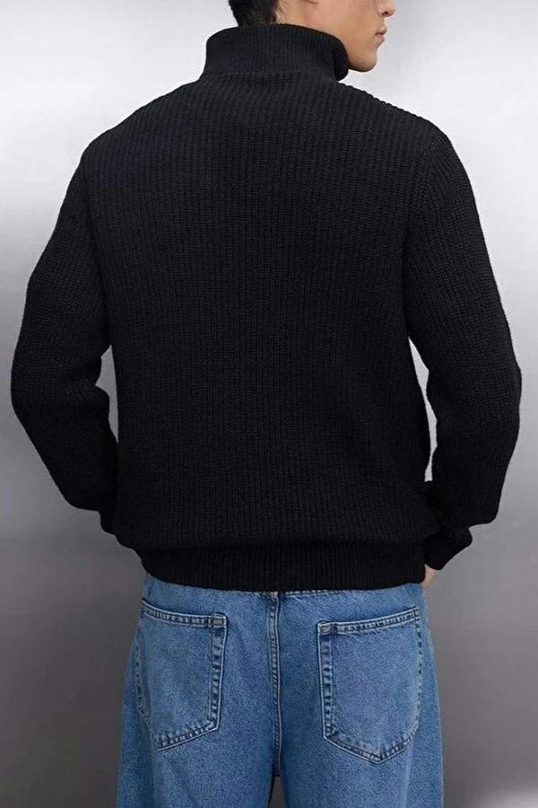 WOVCOR Regular Woolen Zippered Turtleneck Knit Men's Sweater
