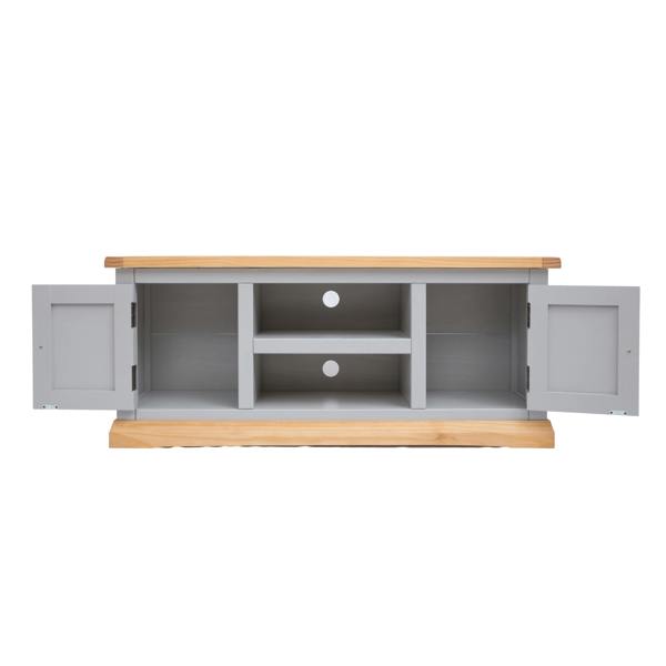 Cabinet Bits Bomporto Light Grey 2 Door TV Cabinet Chrome Knob