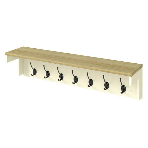 Levede Coat Rack Wall Mounted Shelf 7 Double Hooks Storage Entryway Hallway