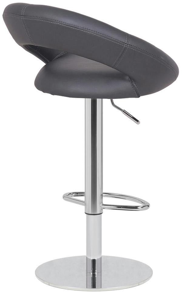 Lamboro Deluxe Sorrento Real Leather Kitchen & Breakasft Bar Stool,  Adjustable Swivel Gas Lift, Charcoal Grey