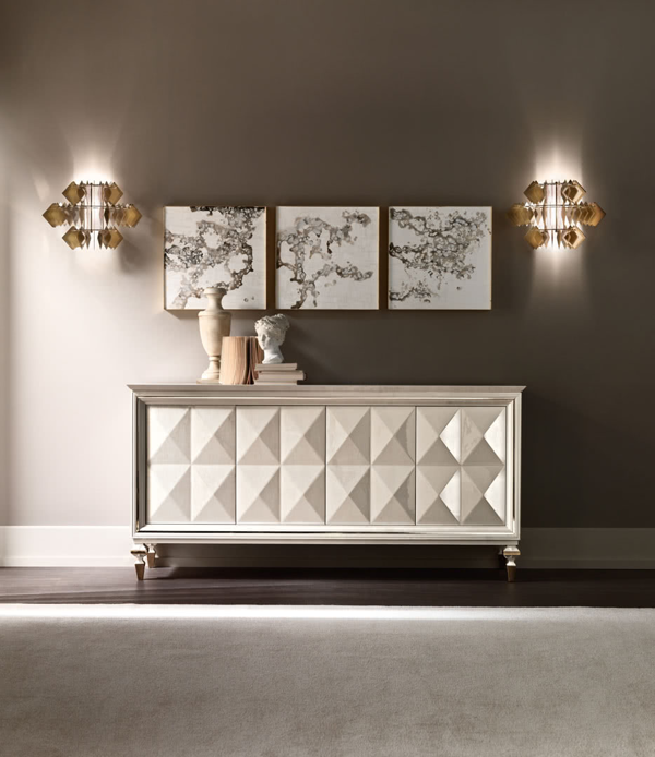 Cantori Mother-of-Pearl Luxury Diamond 4-Door Sideboard