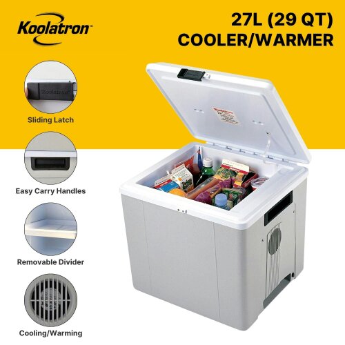 Koolatron 27L Electric Cool Box Warmer Mini Car Fridge Portable Iceless Cooler for Travel Camping
