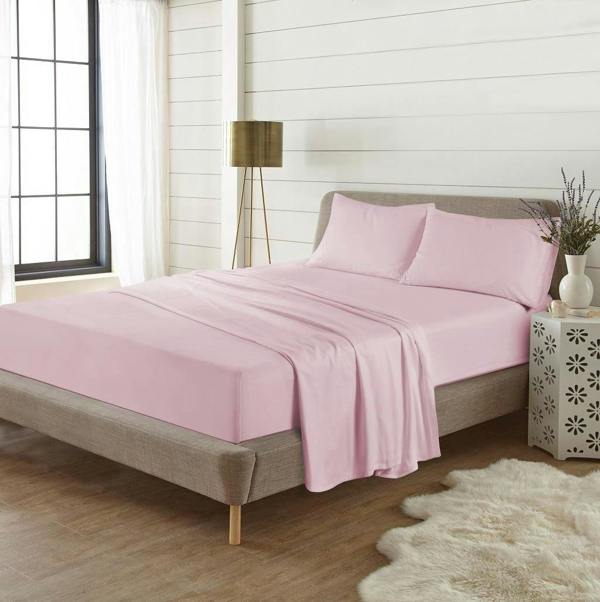 Plain Dye Flannelette Sheet Set - Pink - King
